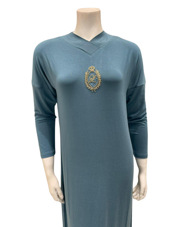 Lunderbeck N5125-25 Mediterranian Beaded Monogram Pull On Modal Nightgown Myselflingerie.com